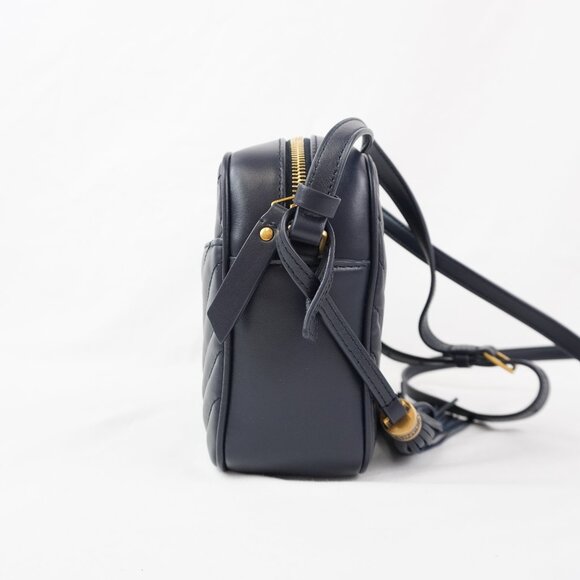 Saint Laurent Lou Quilted Leather Shoulder Camera Bag In Deep Marine & Gold - Picture 7 of 13